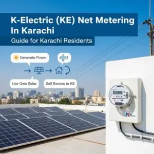 K-Electric Net Metering in Karachi with rooftop solar panels and KE meter, providing a guide for residents from Beyond Green Solar.