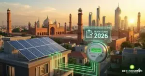 Net metering in Lahore by beyond green solar explaining solar power export, electricity billing, and energy savings for Lahore consumers.