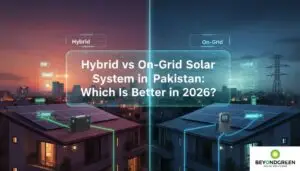 Hybrid vs On-Grid Solar System comparison in Pakistan 2026 with cost backup and savings insights by Beyond Green Solar